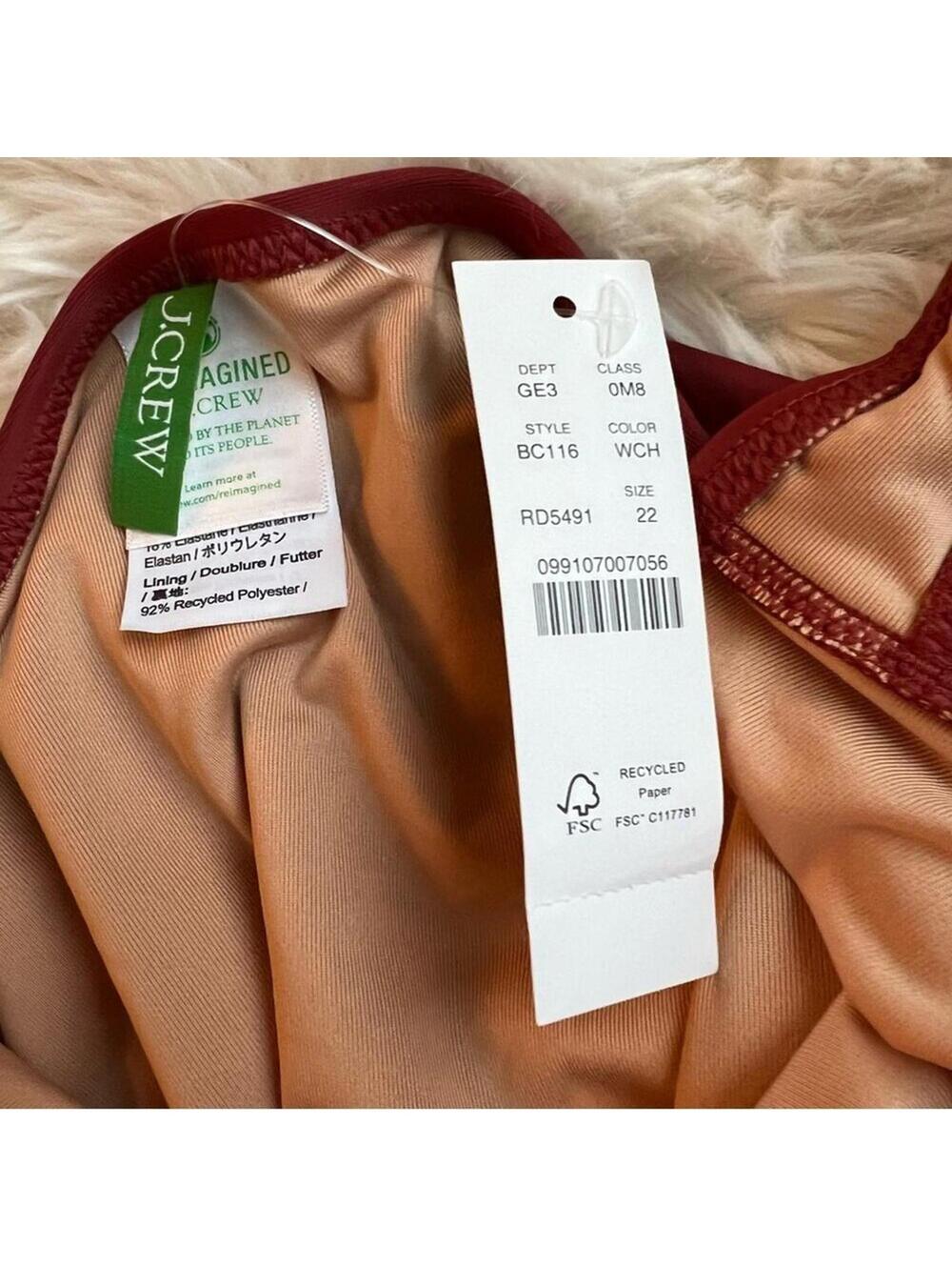 🆕 J. Crew Sexy V One Piece Red Brown Clay Swimsuit Plus 22 NEW NWT Blogger - Picture 10 of 15